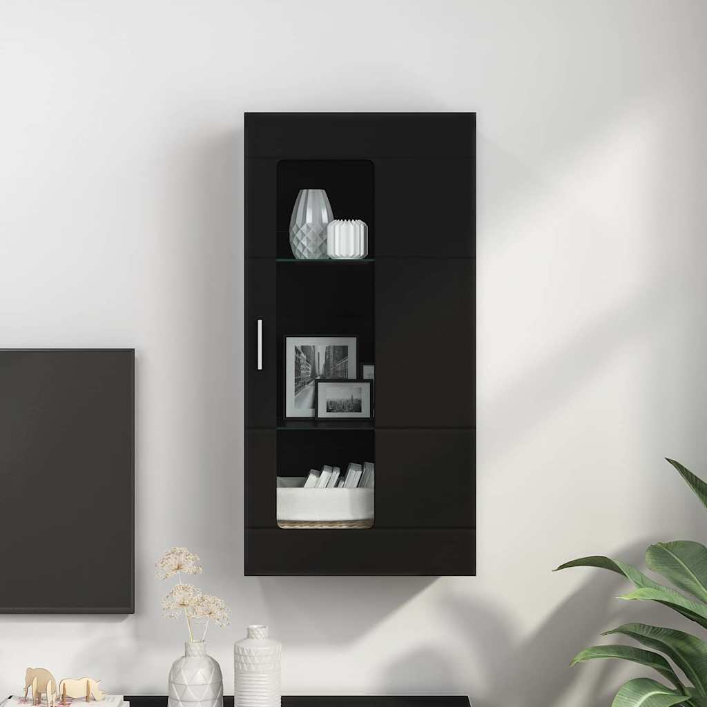 vidaXL Cabinet suspendat cu raft Negru 55 x 29 x 100 cm Lemn compozit