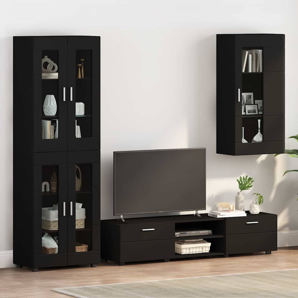 vidaXL Cabinet suspendat cu raft Negru 55 x 29 x 100 cm Lemn compozit