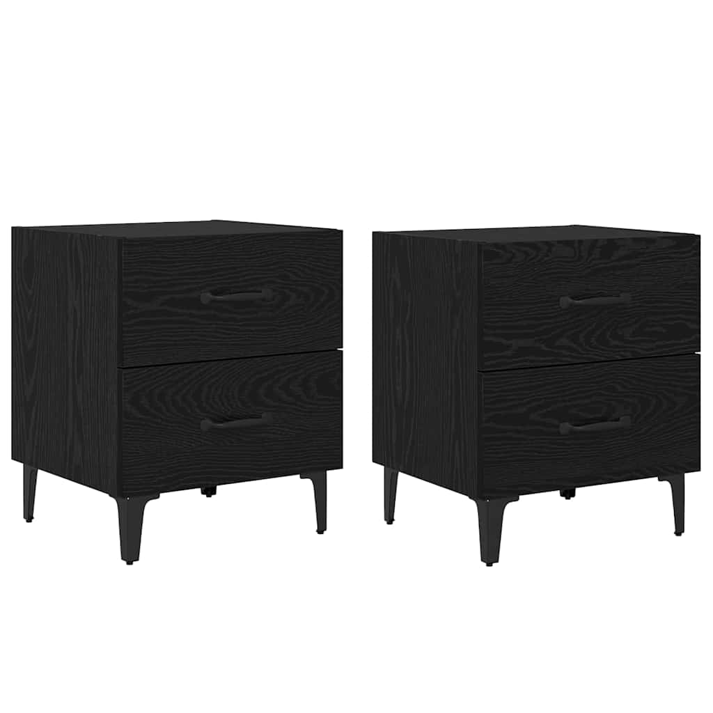 vidaXL Dulap de pat 2 pcs Stejar negru 40 x 35 x 47.5 cm Lemn compozit