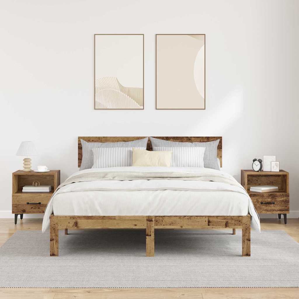 vidaXL Dulap de noapte cu sertar 2 pcs Lemn vechi 40 x 35 x 47.5 cm