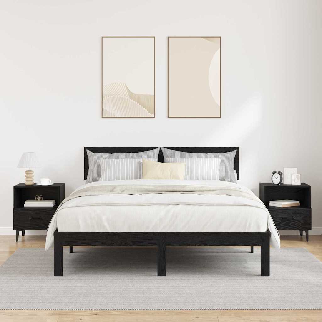 vidaXL Dulap de noapte cu sertar 2 pcs Stejar negru 40 x 35 x 47.5 cm