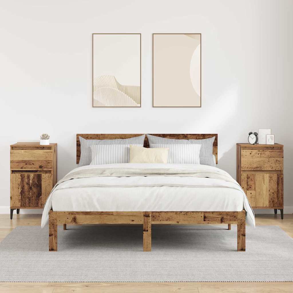 vidaXL Dulap de noapte 2 pcs Lemn vechi 40 x 35 x 70 cm Lemn compozit