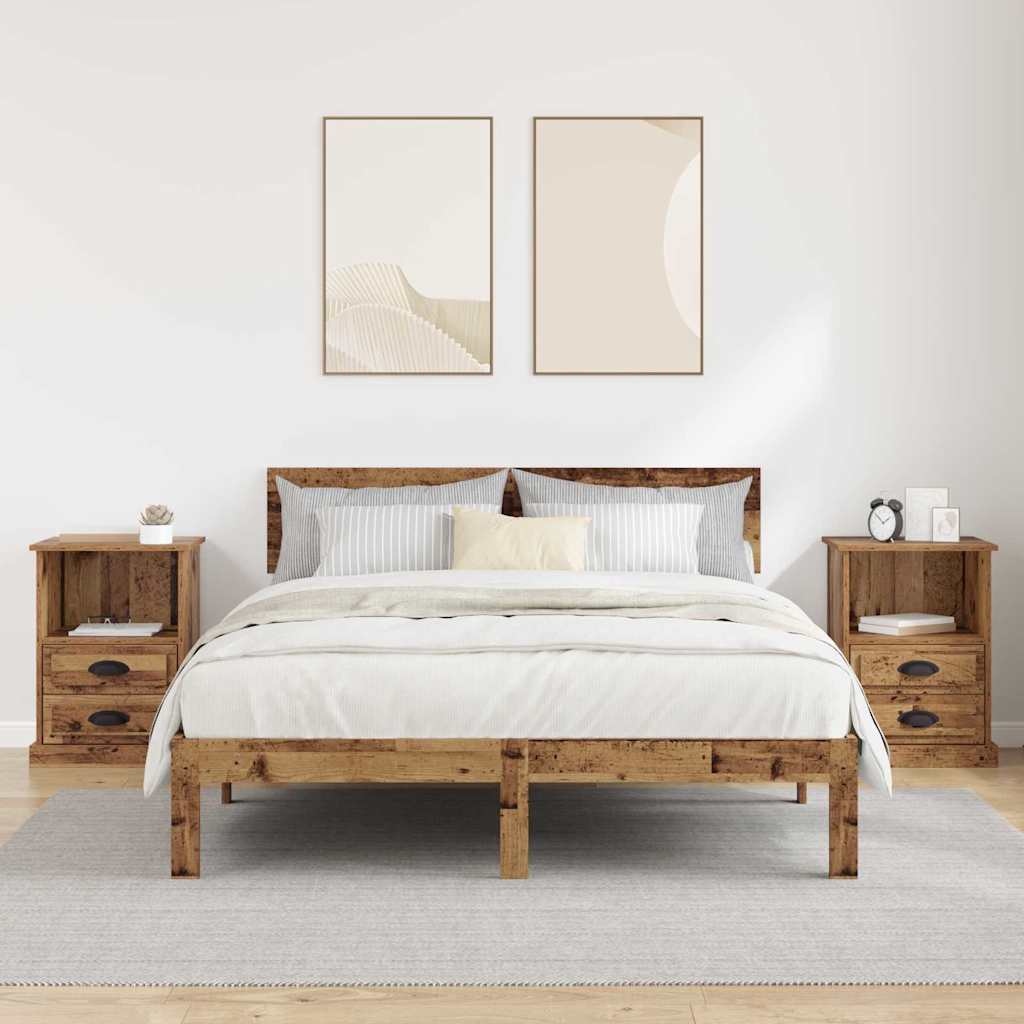 vidaXL Dulap de noapte 2 pcs Lemn vechi 36 x 43 x 60 cm Lemn compozit