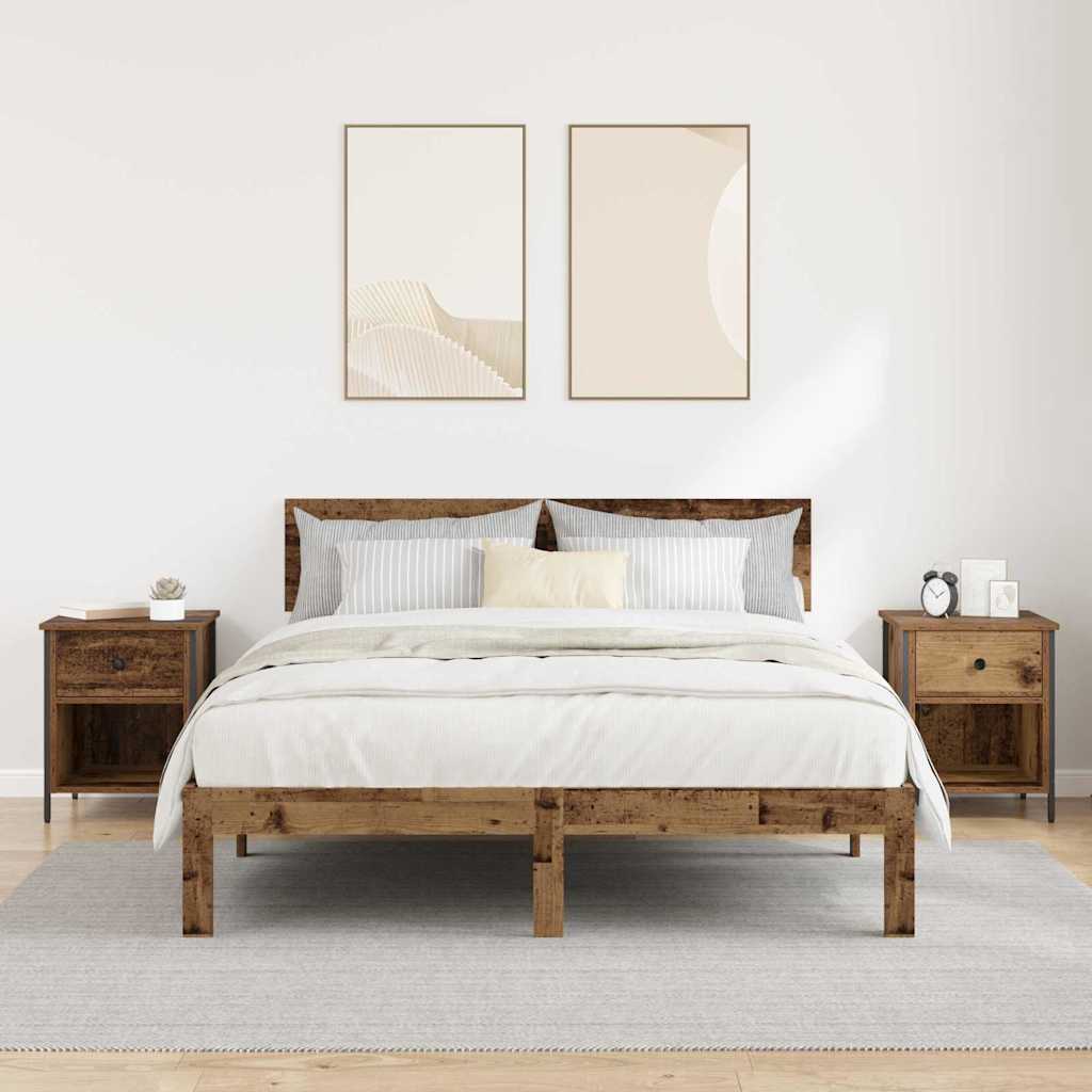 vidaXL Dulap de noapte 2 pcs Lemn vechi 40 x 42 x 50 cm Lemn compozit