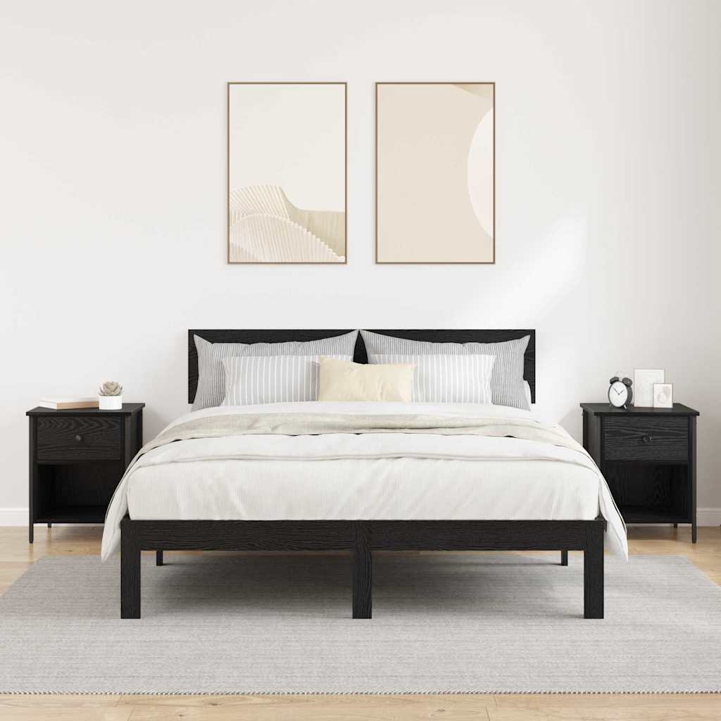 vidaXL Dulap de noapte cu sertar 2 pcs Stejar Negru 40 x 42 x 50 cm