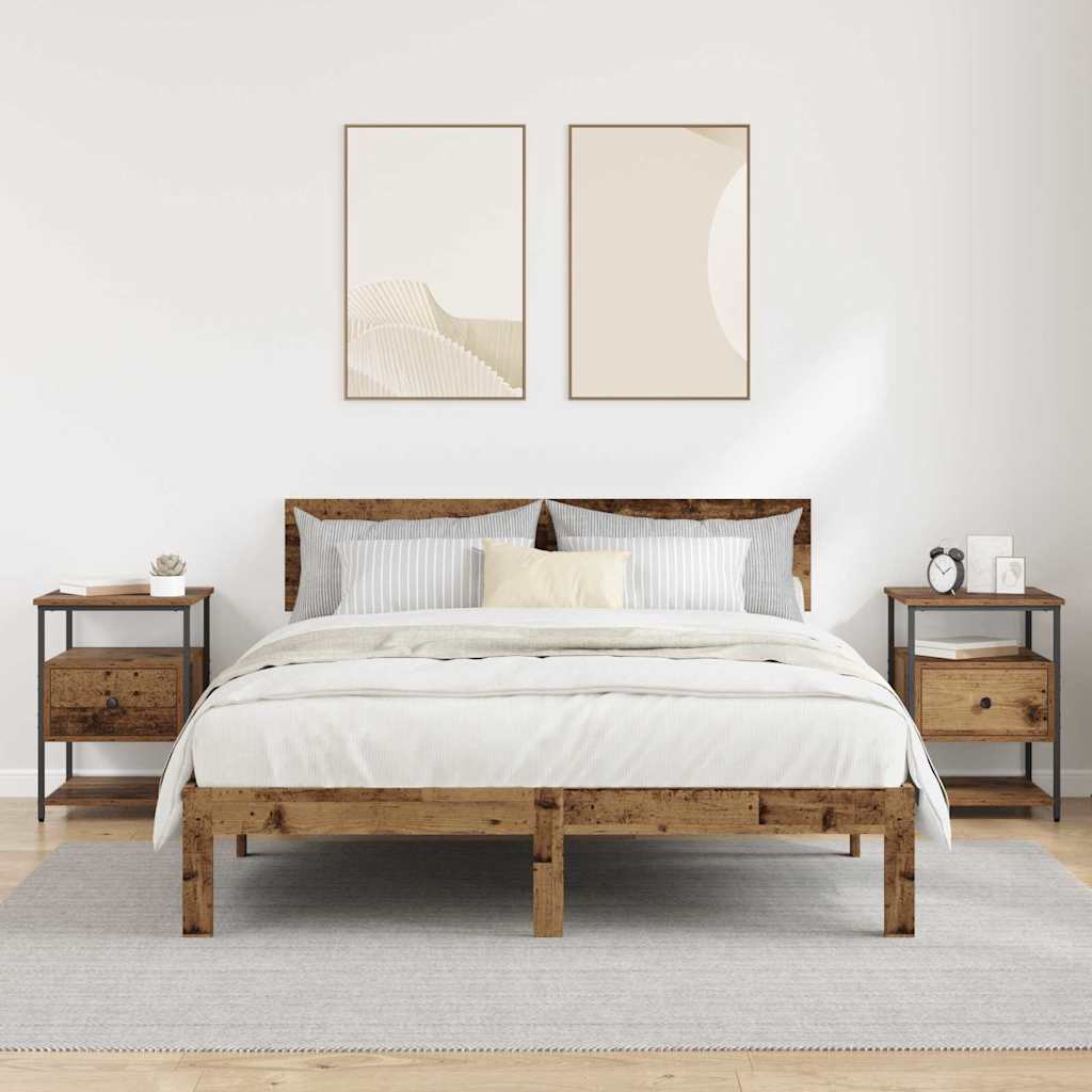 vidaXL Dulap de noapte 2 pcs Lemn vechi 40 x 42 x 56 cm Lemn compozit