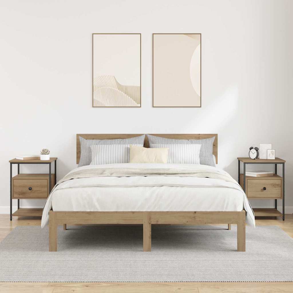 vidaXL Dulap de noapte 2 pcs Stejar Artizanal 40 x 42 x 56 cm