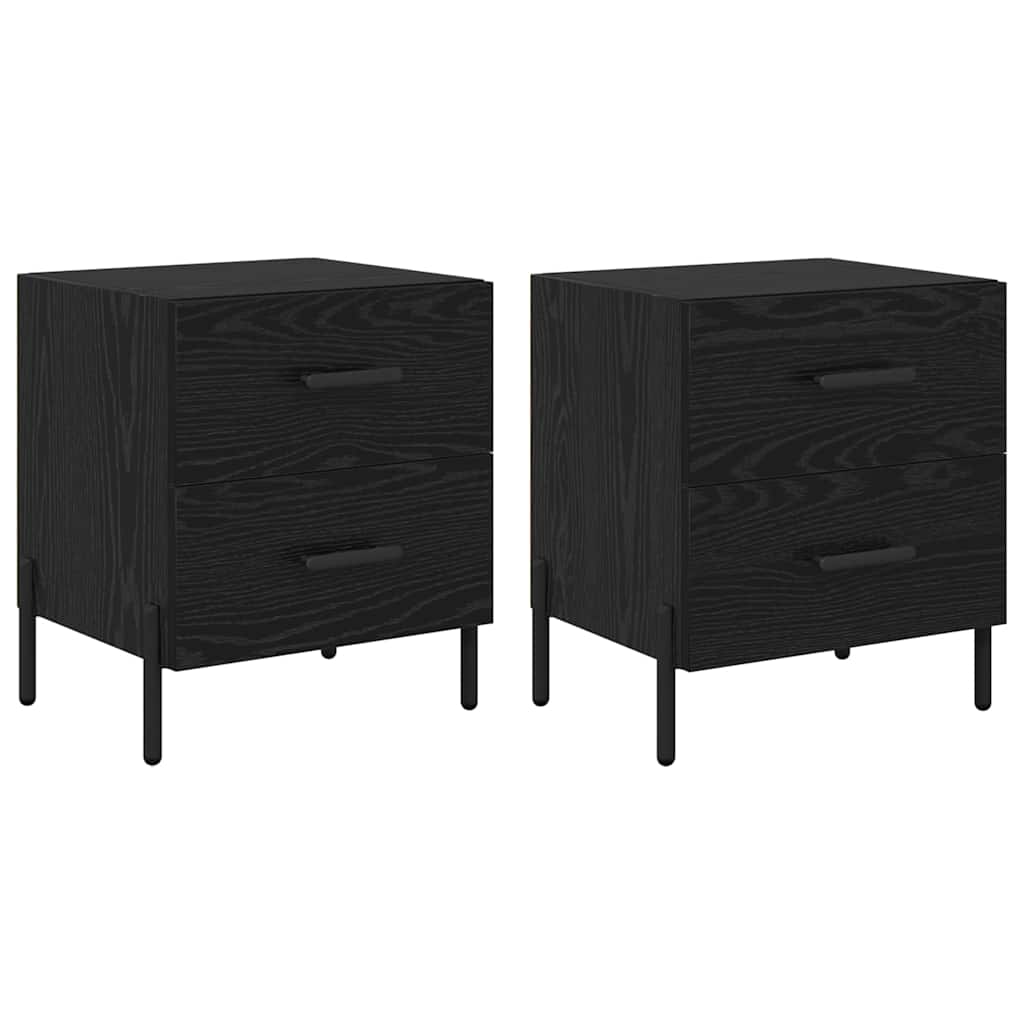 vidaXL Dulap de noapte cu sertar 2 pcs Stejar Negru 40 x 35 x 47,5 cm