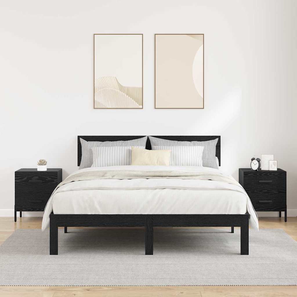 vidaXL Dulap de noapte cu sertar 2 pcs Stejar Negru 40 x 35 x 47,5 cm