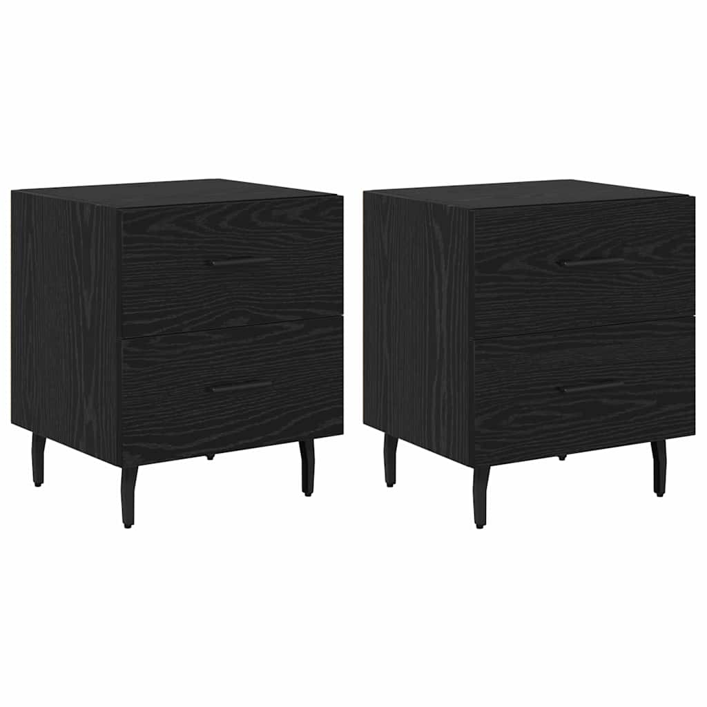 vidaXL Dulap de noapte cu sertar 2 pcs Stejar Negru 40 x 35 x 47,5 cm