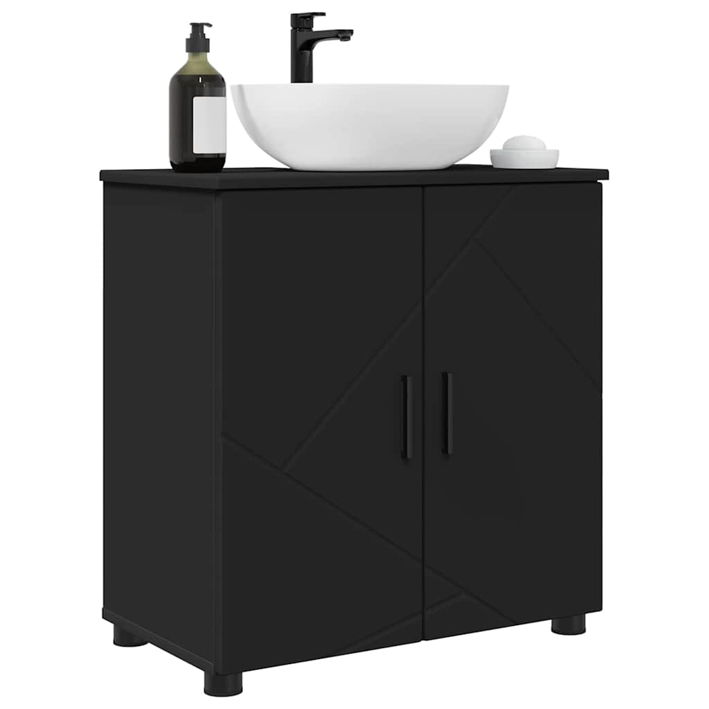 vidaXL Dulap de Baie Negru 61 x 35 x 64 cm Lemn compozit & Metal