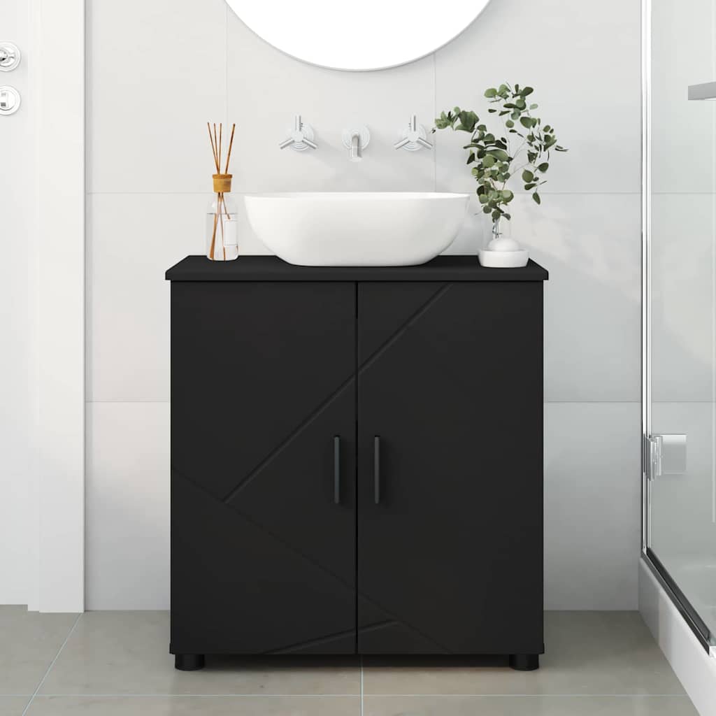 vidaXL Dulap de Baie Negru 61 x 35 x 64 cm Lemn compozit & Metal