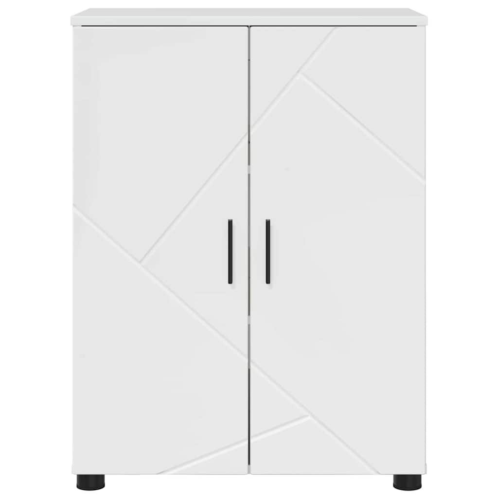 vidaXL Dulap de Baie Alb lucios 60 x 35 x 80 cm Lemn compozit & Metal