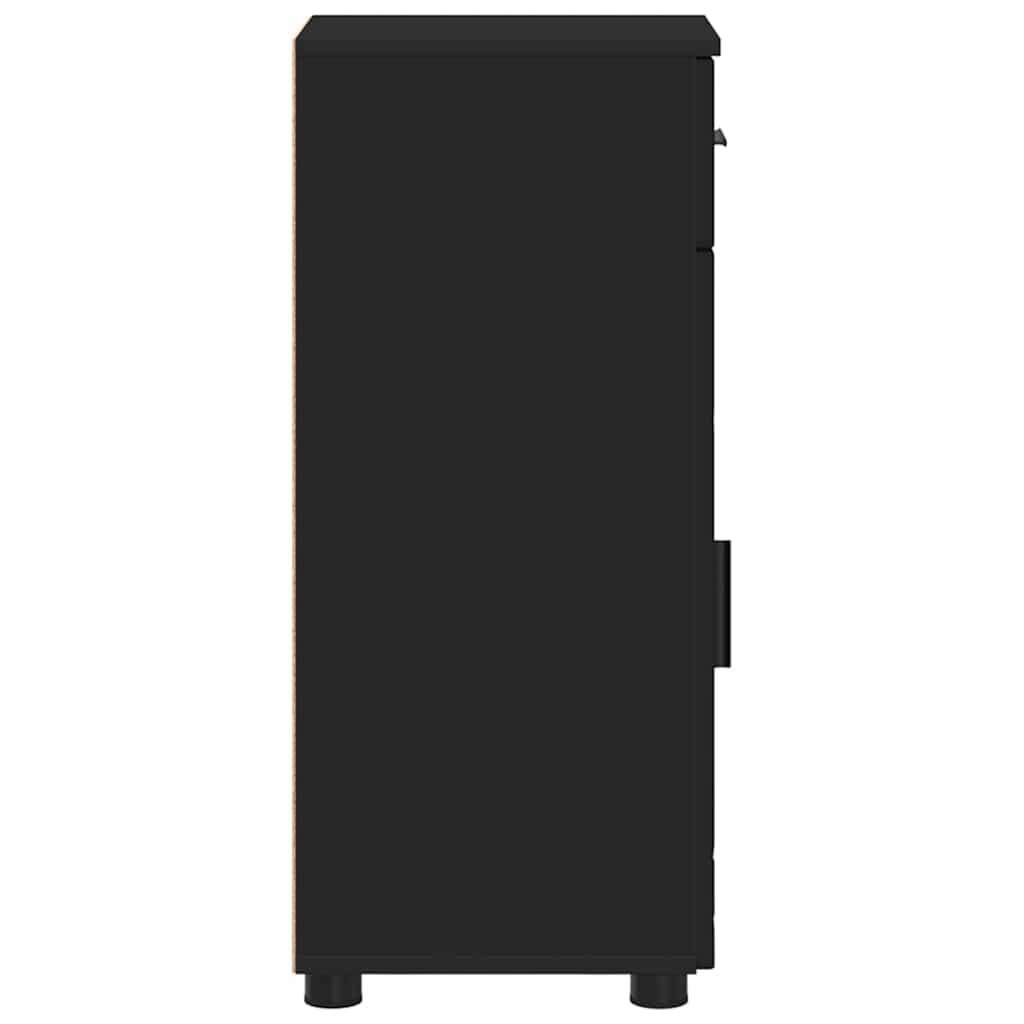 vidaXL Dulap de Baie Negru 30 x 35 x 80 cm Lemn compozit & Metal