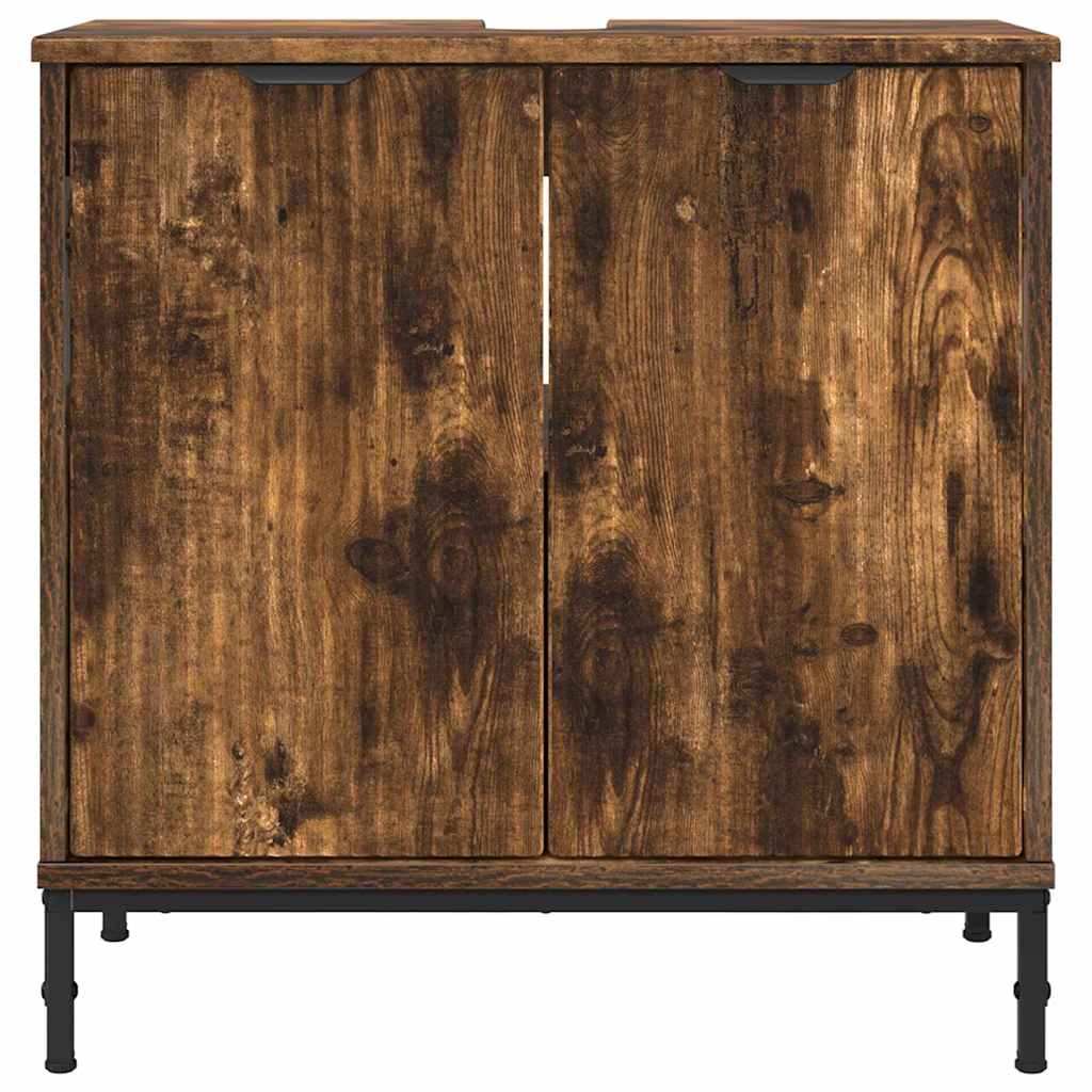 vidaXL Dulap pentru Chiuveta de Baie cu depozitare Stejar fumuriu