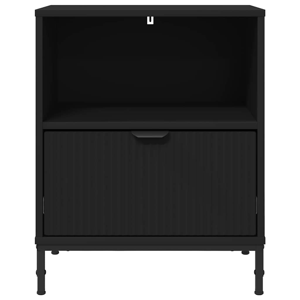 vidaXL Noptieră cu sertar Negru 49 x 36 x 61 cm Lemn compozit
