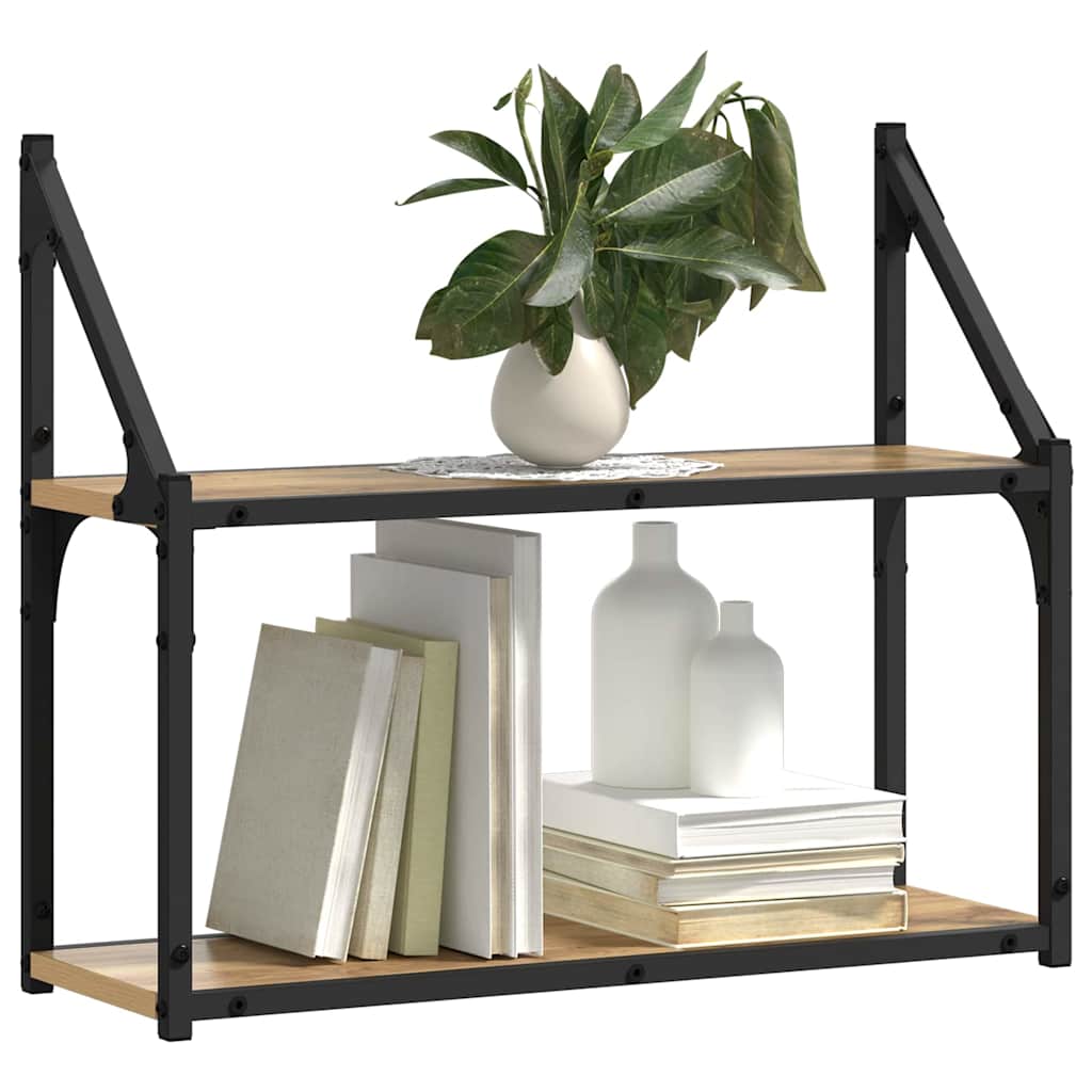 vidaXL Raft de perete stejar artizanal 60 x 21 x 51 cm Lemn compozit