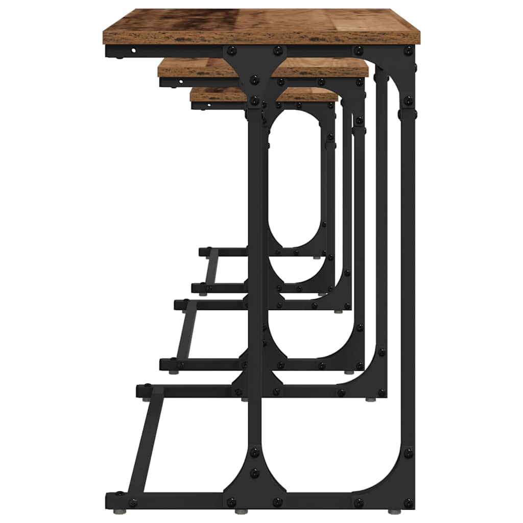 vidaXL Masă de Cafea cu Tăvi Lăsate 3 pcs Lemn vechi 50.5 x 35 x 53 cm