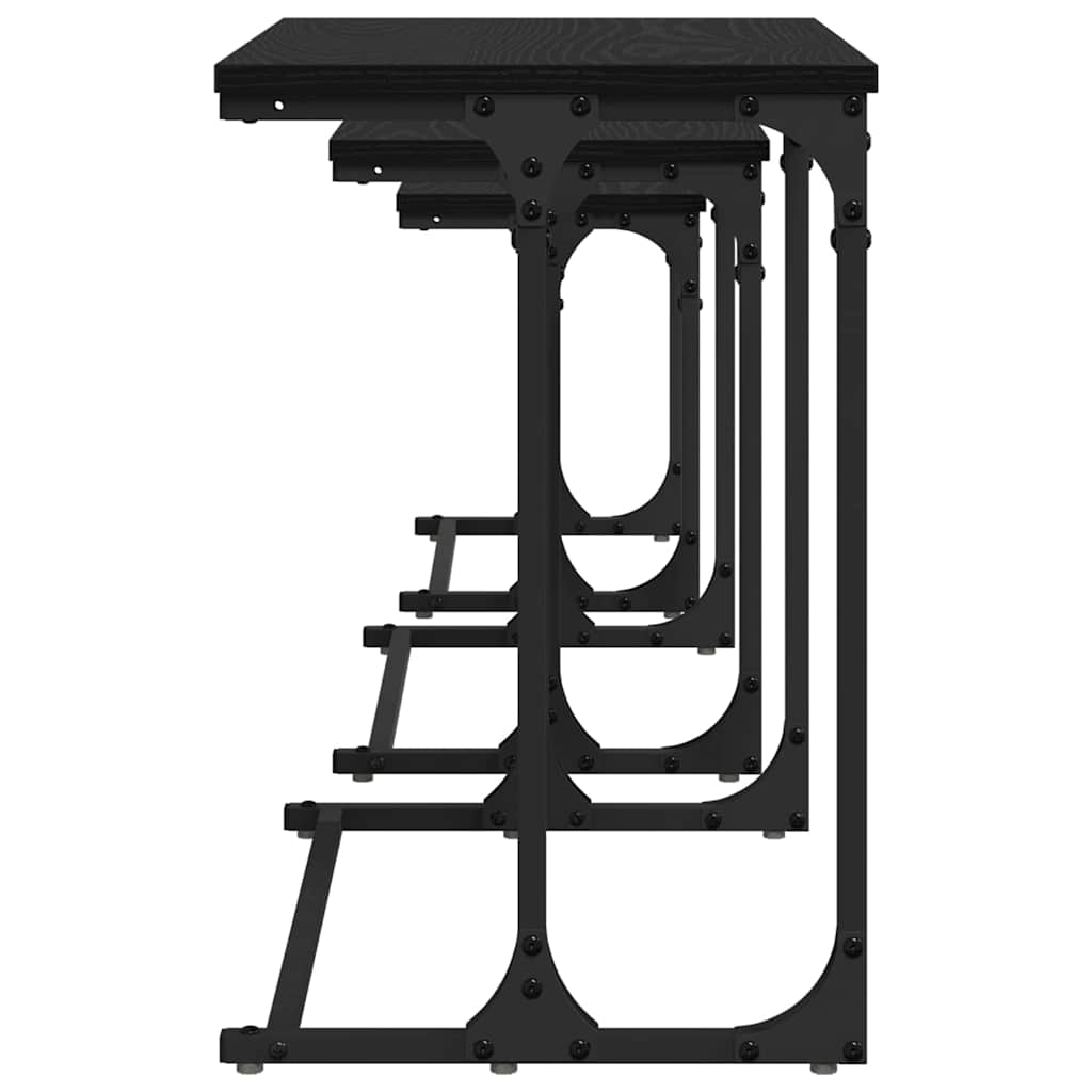 vidaXL Masă de Cafea cu Tăvi Lăsate 3 pcs Stejar negru