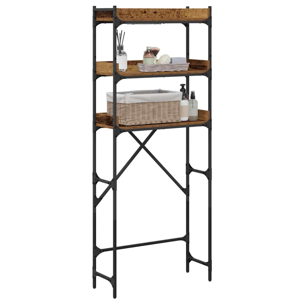 vidaXL Raft pentru mașină de spălat Lemn vechi 67 x 25 x 163 cm