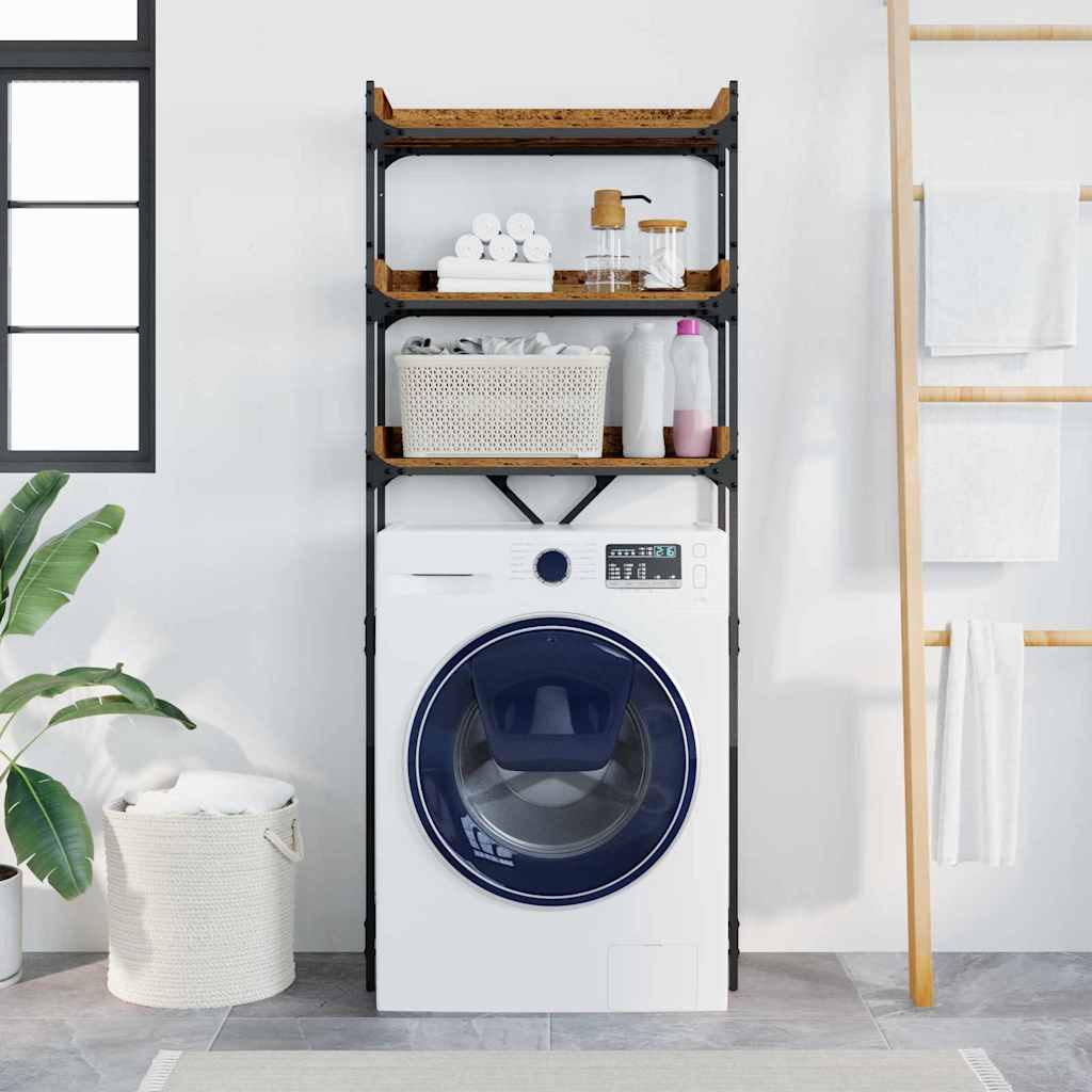 vidaXL Raft pentru mașină de spălat Lemn vechi 67 x 25 x 163 cm