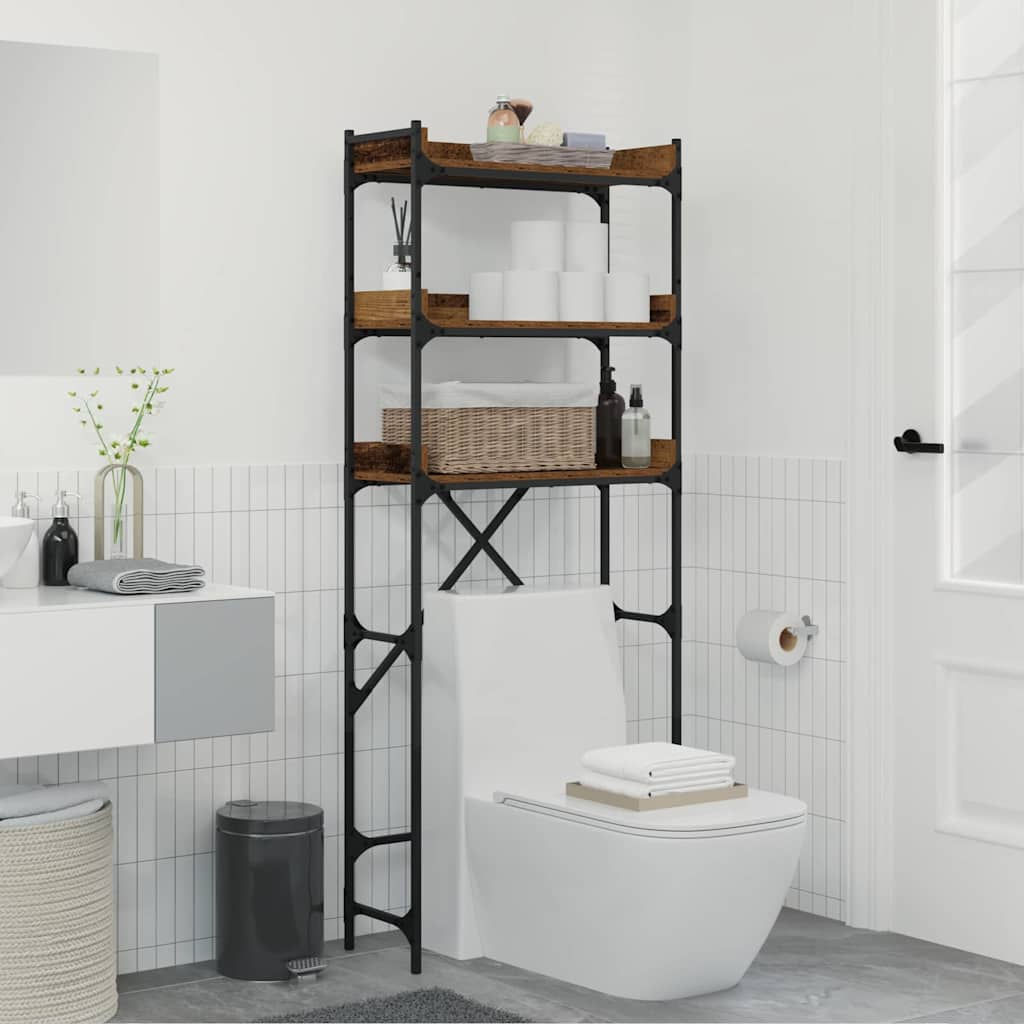 vidaXL Raft pentru mașină de spălat Lemn vechi 67 x 25 x 163 cm