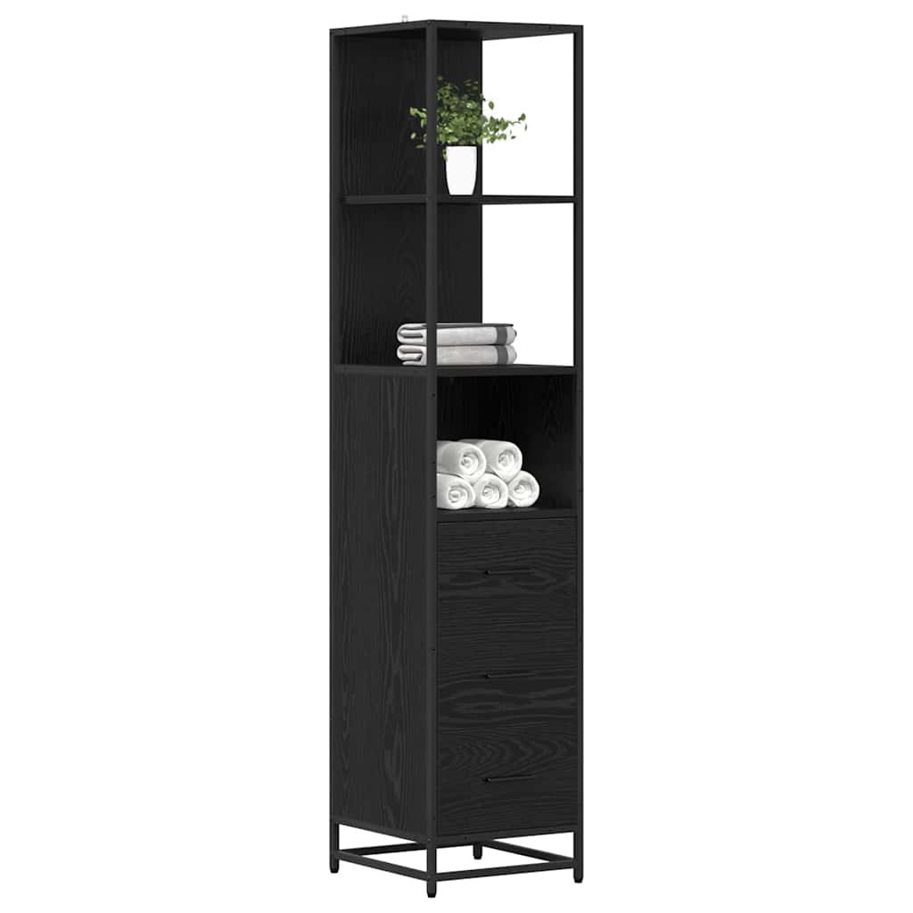 vidaXL Set de mobilier pentru baie Stejar Negru 35 x 37,5 x 166 cm