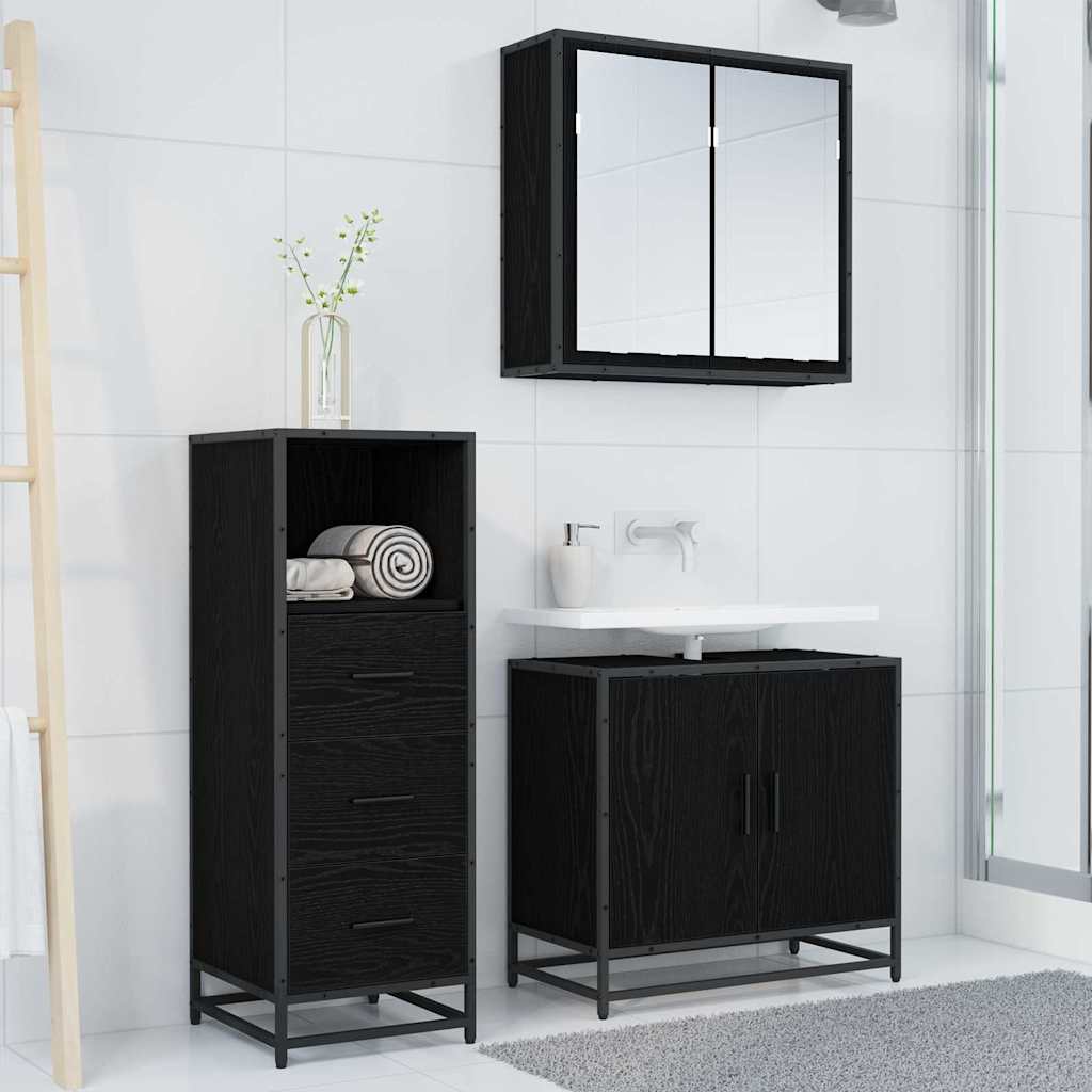 vidaXL Set de mobilier pentru baie Stejar Negru 35 x 37,5 x 100 cm