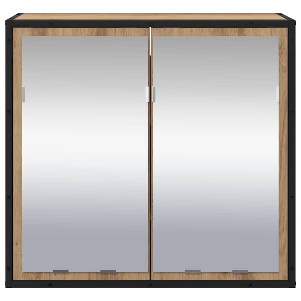 vidaXL Dulap cu oglindă pentru baie stejar artizanal 65 x 20 x 60 cm