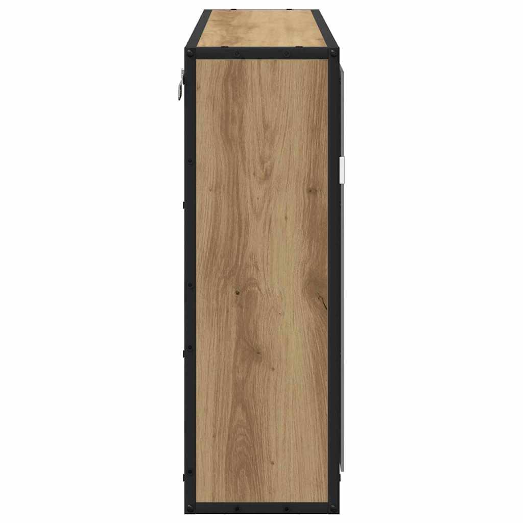 vidaXL Dulap cu oglindă pentru baie stejar artizanal 65 x 20 x 60 cm