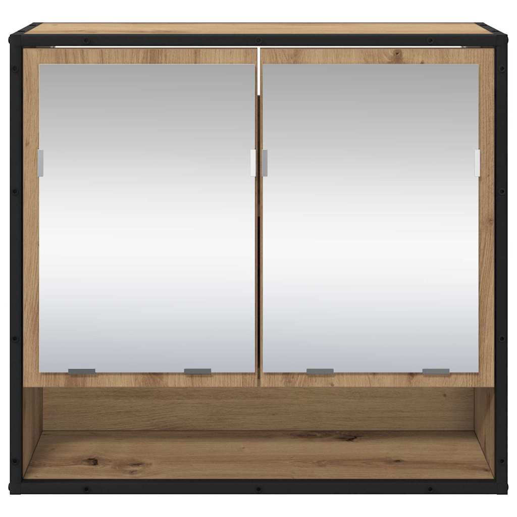 vidaXL Dulap cu oglindă pentru baie stejar artizanal 65 x 20 x 60 cm