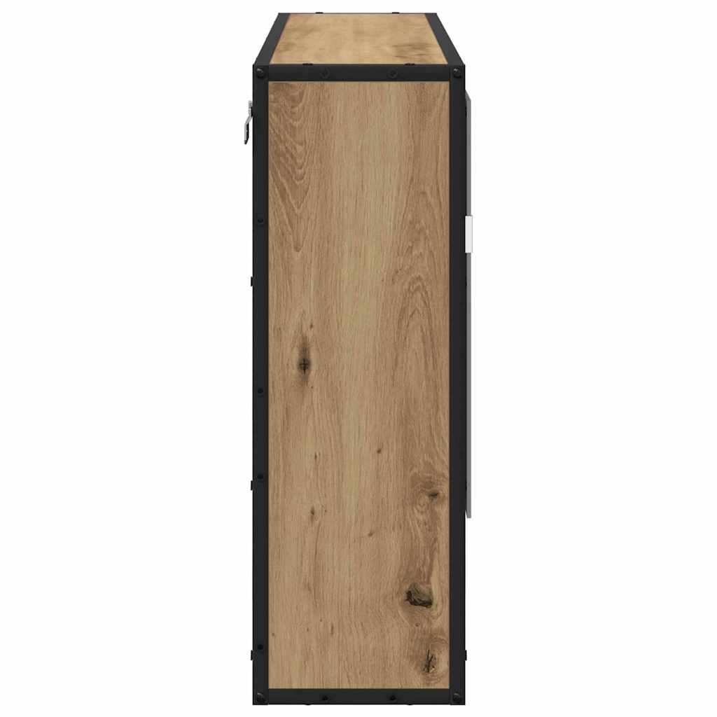 vidaXL Dulap cu oglindă pentru baie stejar artizanal 65 x 20 x 60 cm