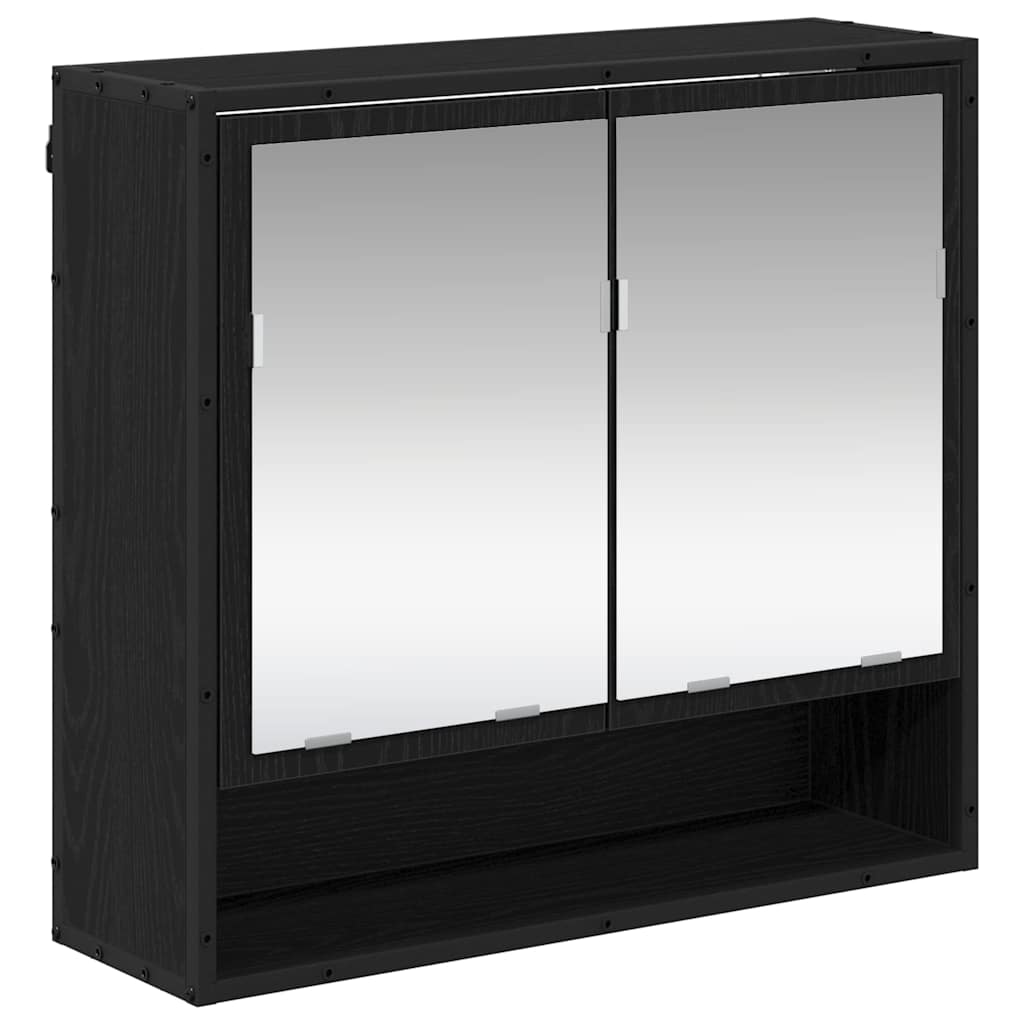 vidaXL Dulap cu oglindă pentru baie Stejar negru 65 x 20 x 60 cm