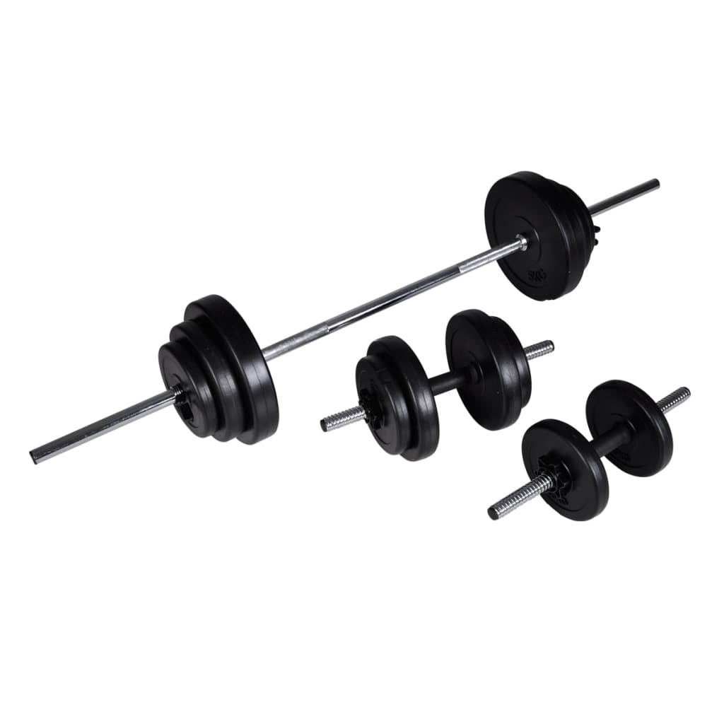 vidaXL Set cu halteră și 2 gantere 30,5 kg vidaXL Set cu halteră și 2 gantere 30,5 kg