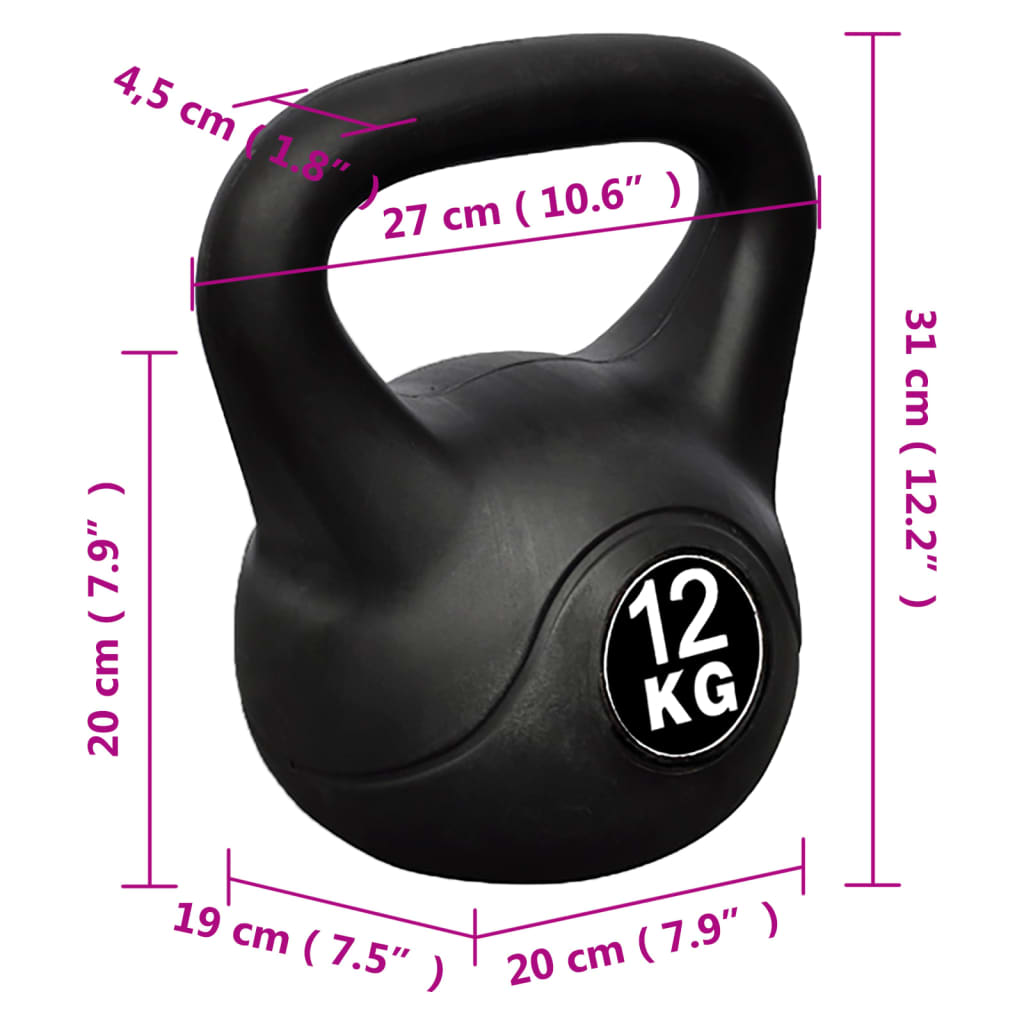 vidaXL Greutate tip bilă cu mâner Kettlebell, 12 kg vidaXL Greutate tip bilă cu mâner Kettlebell, 12 kg