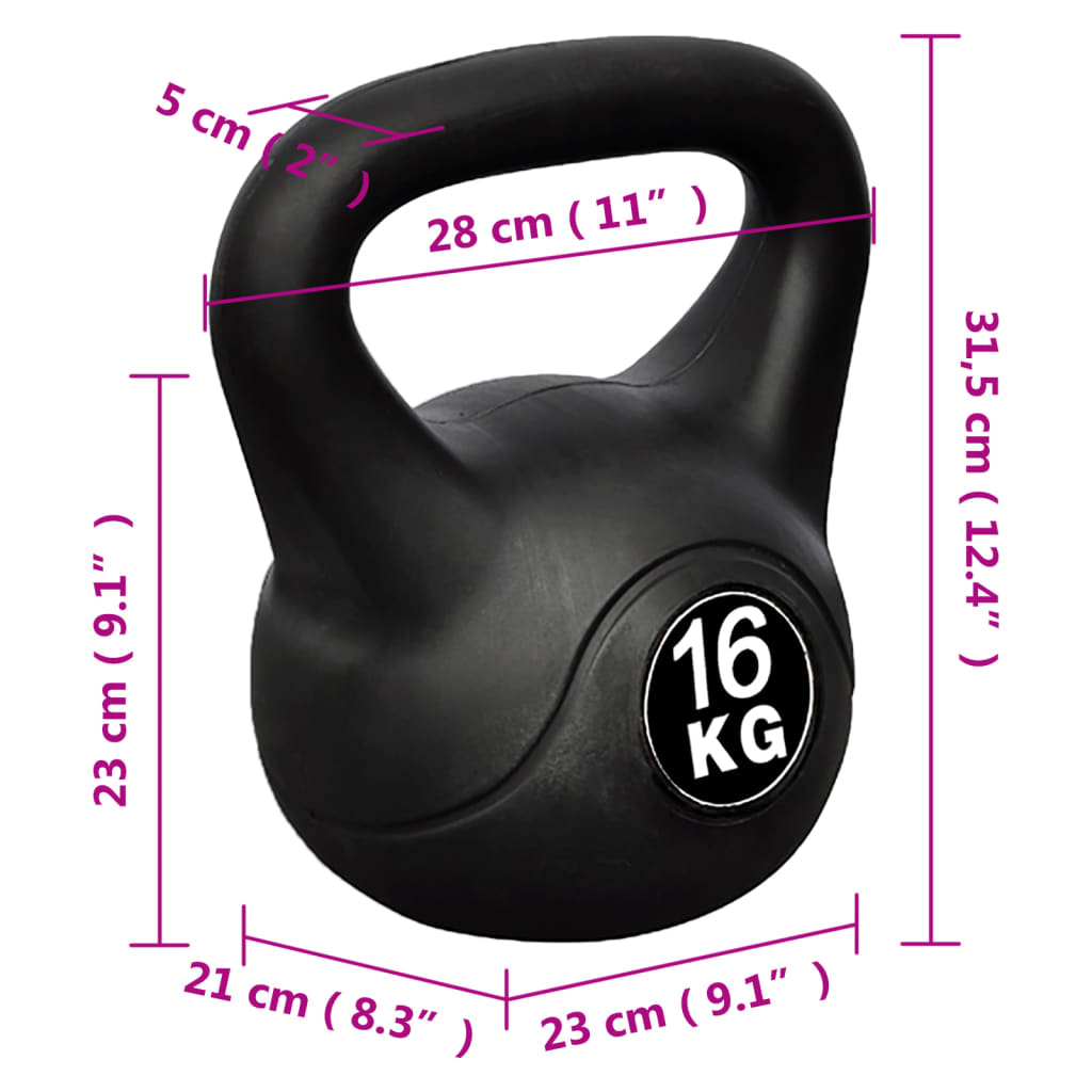vidaXL Greutate tip bilă cu mâner Kettlebell, 16 kg vidaXL Greutate tip bilă cu mâner Kettlebell, 16 kg