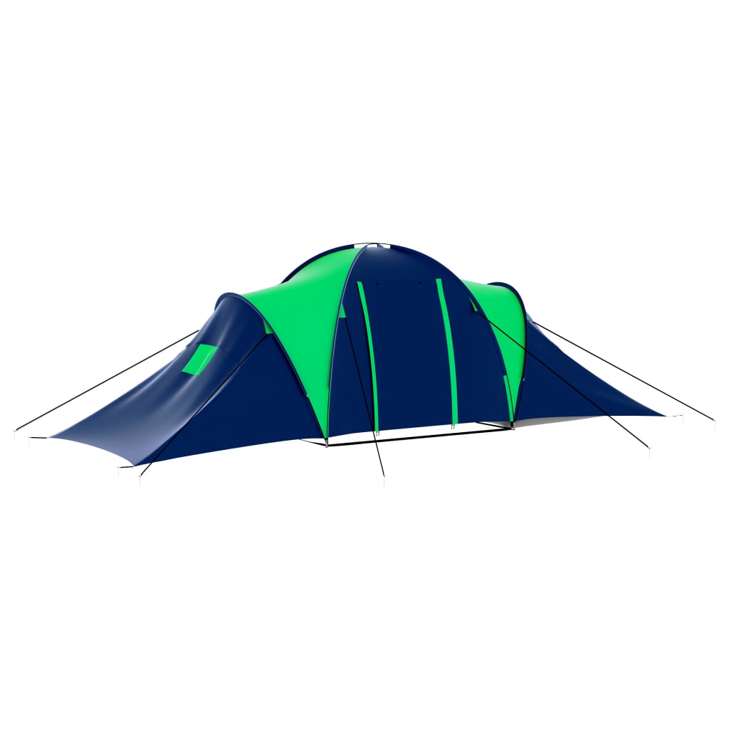 vidaXL Cort camping din material textil, 9 persoane, albastru și verde vidaXL Cort camping din material textil, 9 persoane, albastru și verde