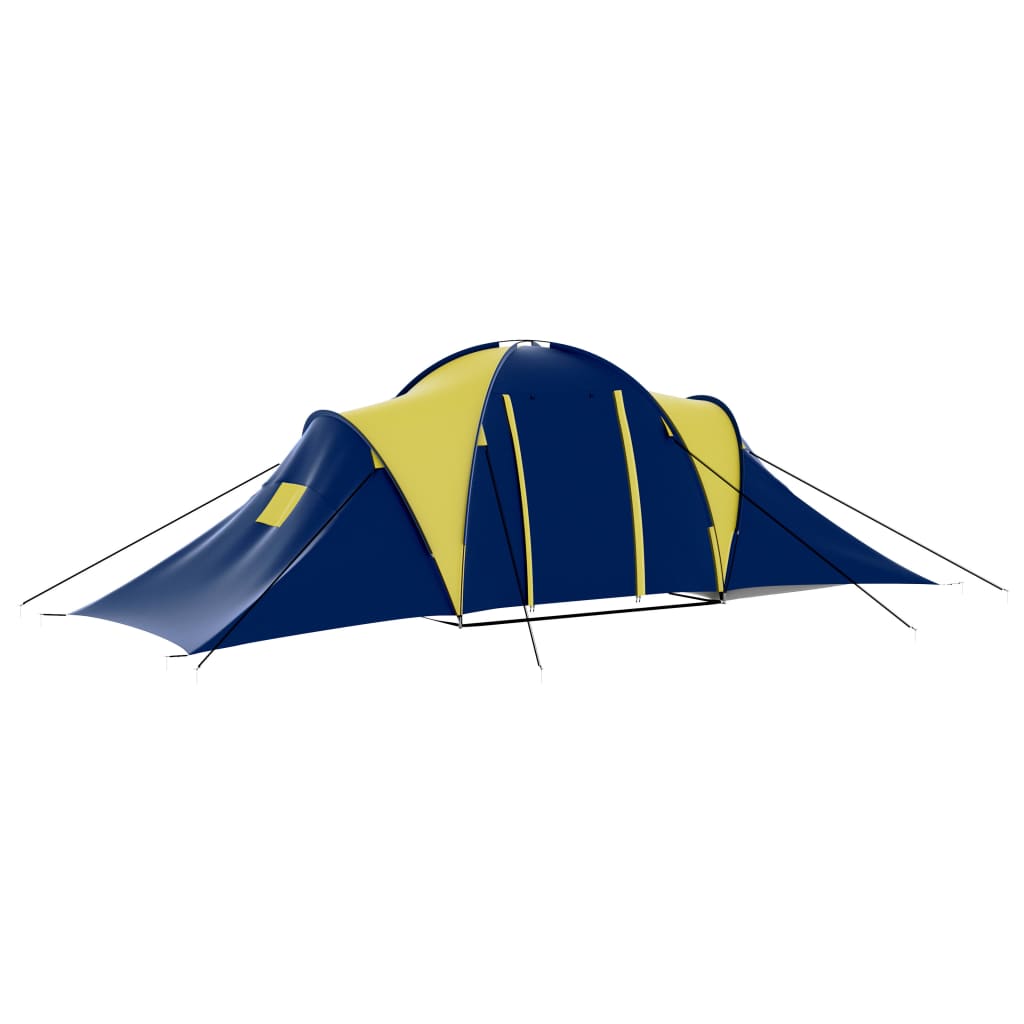 vidaXL Cort camping material textil, 9 persoane, albastru și galben vidaXL Cort camping material textil, 9 persoane, albastru și galben