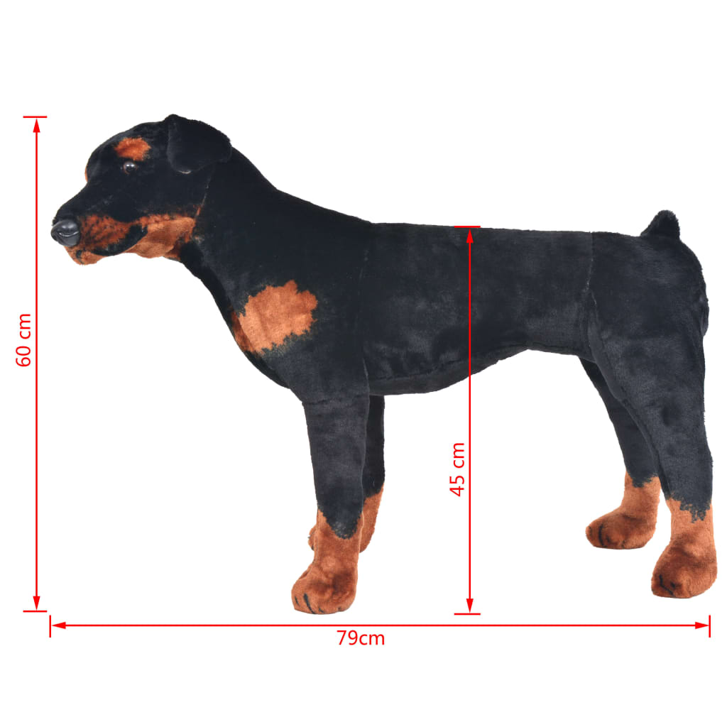 vidaXL Jucărie de pluș câine rottweiler, negru și maro, XXL