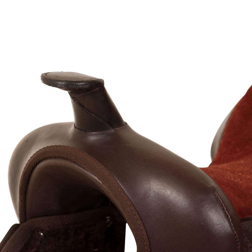 vidaXL Șa Western, căpăstru & pieptar, piele naturală, 15", maro vidaXL Șa Western, căpăstru & pieptar, piele naturală, 15", maro