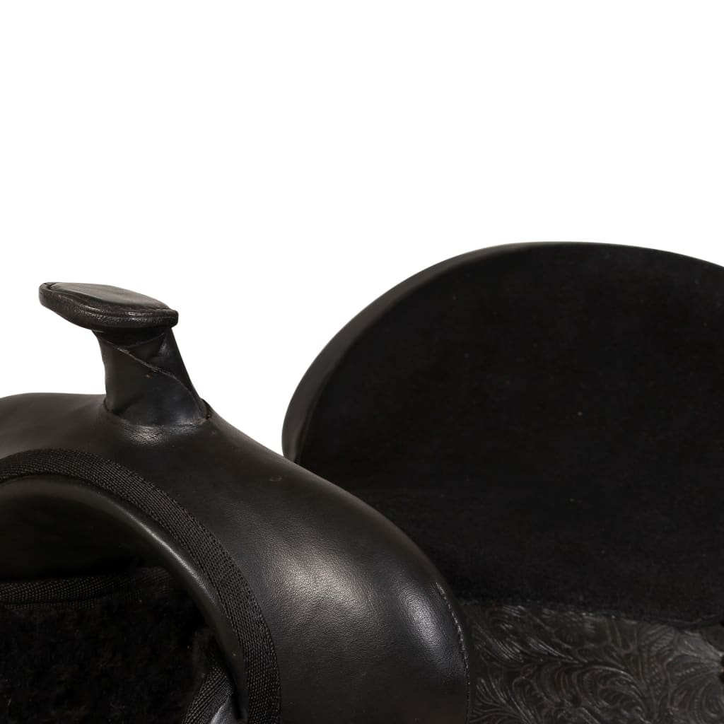 vidaXL Șa Western, căpăstru & pieptar, piele naturală, 16", negru vidaXL Șa Western, căpăstru & pieptar, piele naturală, 16", negru