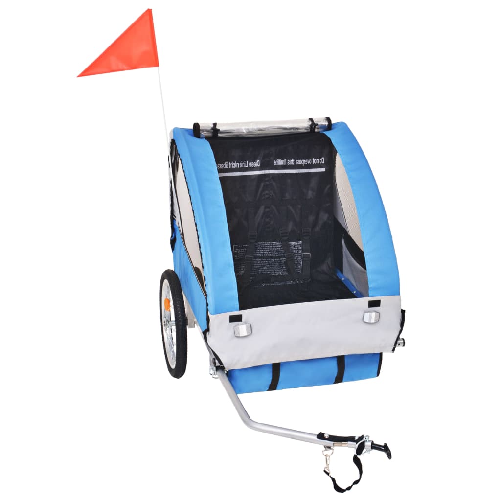 vidaXL Remorcă de bicicletă, gri și albastru, 30 kg vidaXL Remorcă de bicicletă, gri și albastru, 30 kg
