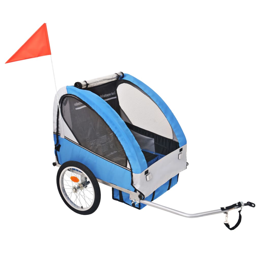 vidaXL Remorcă de bicicletă, gri și albastru, 30 kg vidaXL Remorcă de bicicletă, gri și albastru, 30 kg
