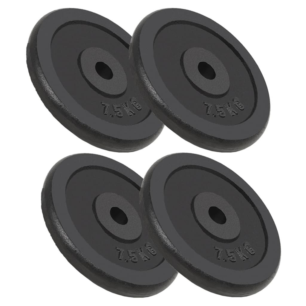 vidaXL Plăci de greutate, 4 buc., 4x7,5 kg, fontă vidaXL Plăci de greutate, 4 buc., 4x7,5 kg, fontă