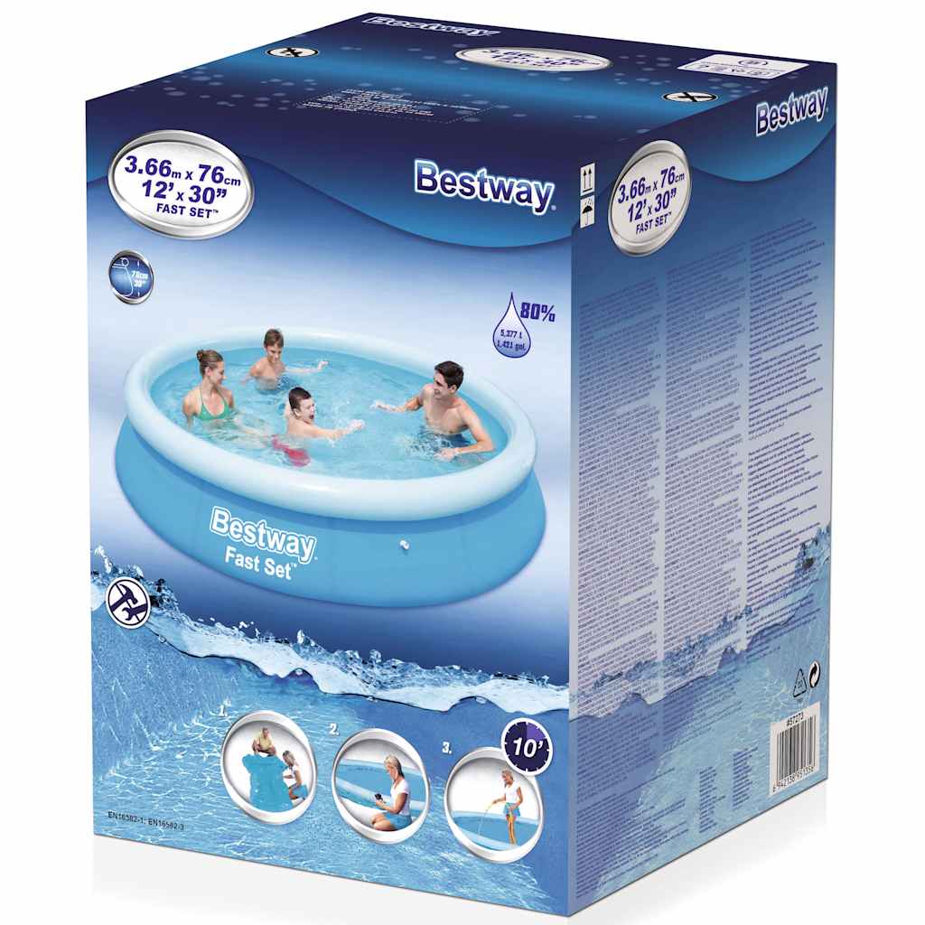 Bestway Piscină gonflabilă Fast Set, 366 x 76 cm, rotundă, 57273