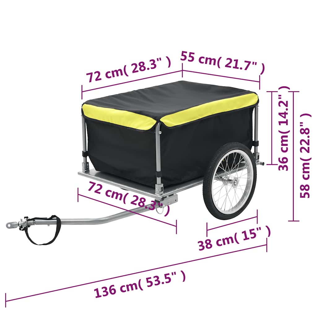 vidaXL Remorcă de bicicletă, negru și galben, 65 kg vidaXL Remorcă de bicicletă, negru și galben, 65 kg