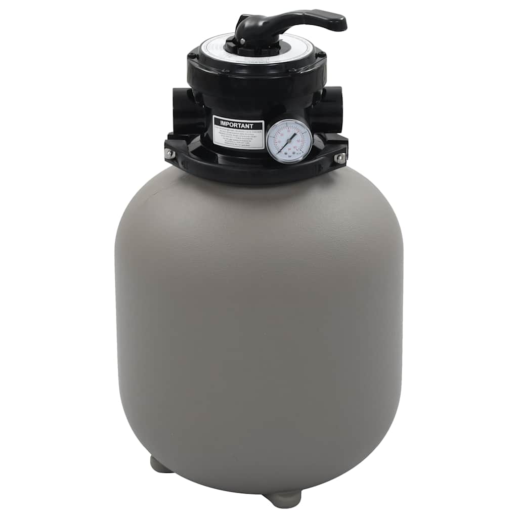 vidaXL Filtru cu nisip pentru piscină cu supapă 4 poziții gri 350 mm vidaXL Filtru cu nisip pentru piscină cu supapă 4 poziții gri 350 mm