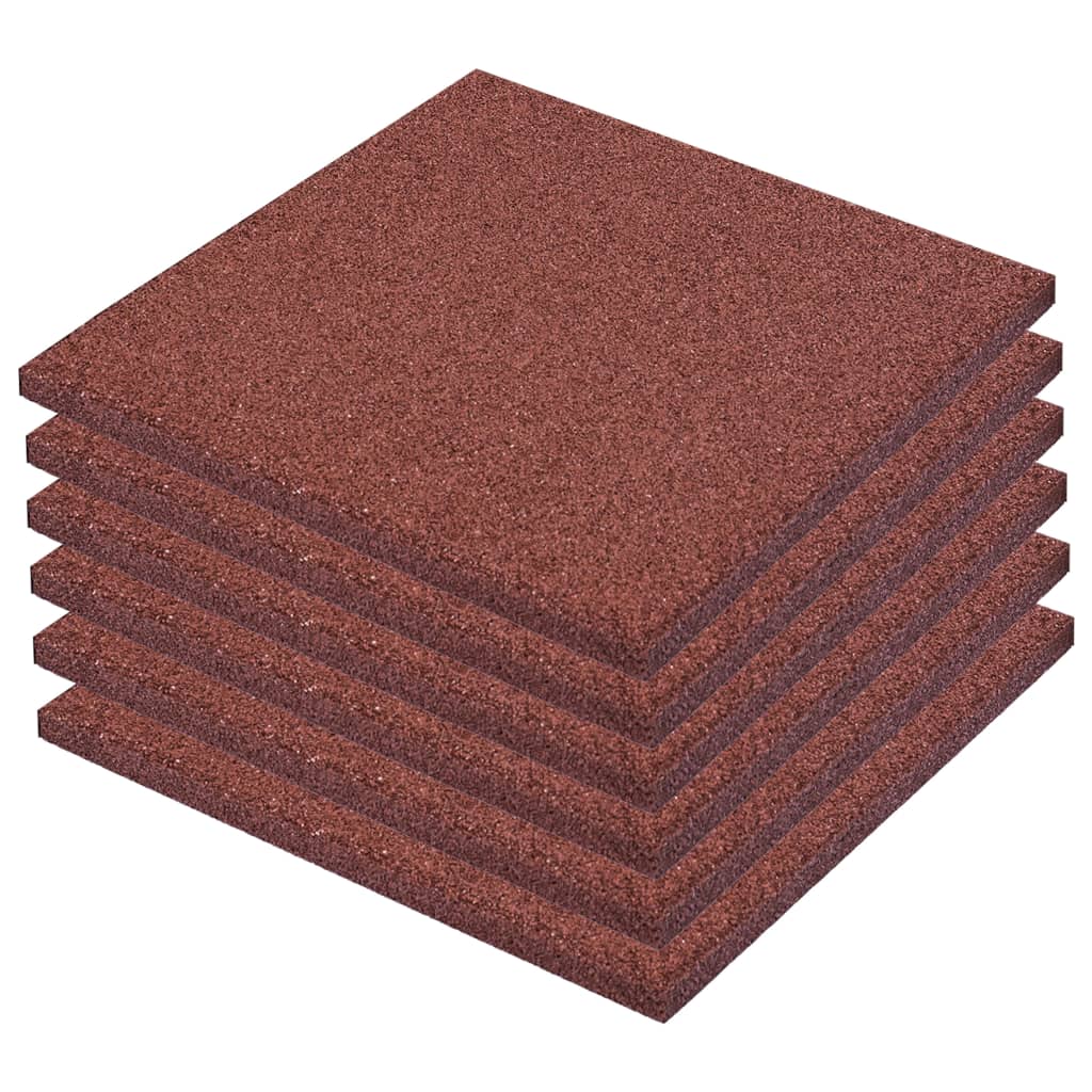 vidaXL Plăci de protecție la cădere 6 buc. roșu 50x50x3 cm cauciuc vidaXL Plăci de protecție la cădere 6 buc. roșu 50x50x3 cm cauciuc
