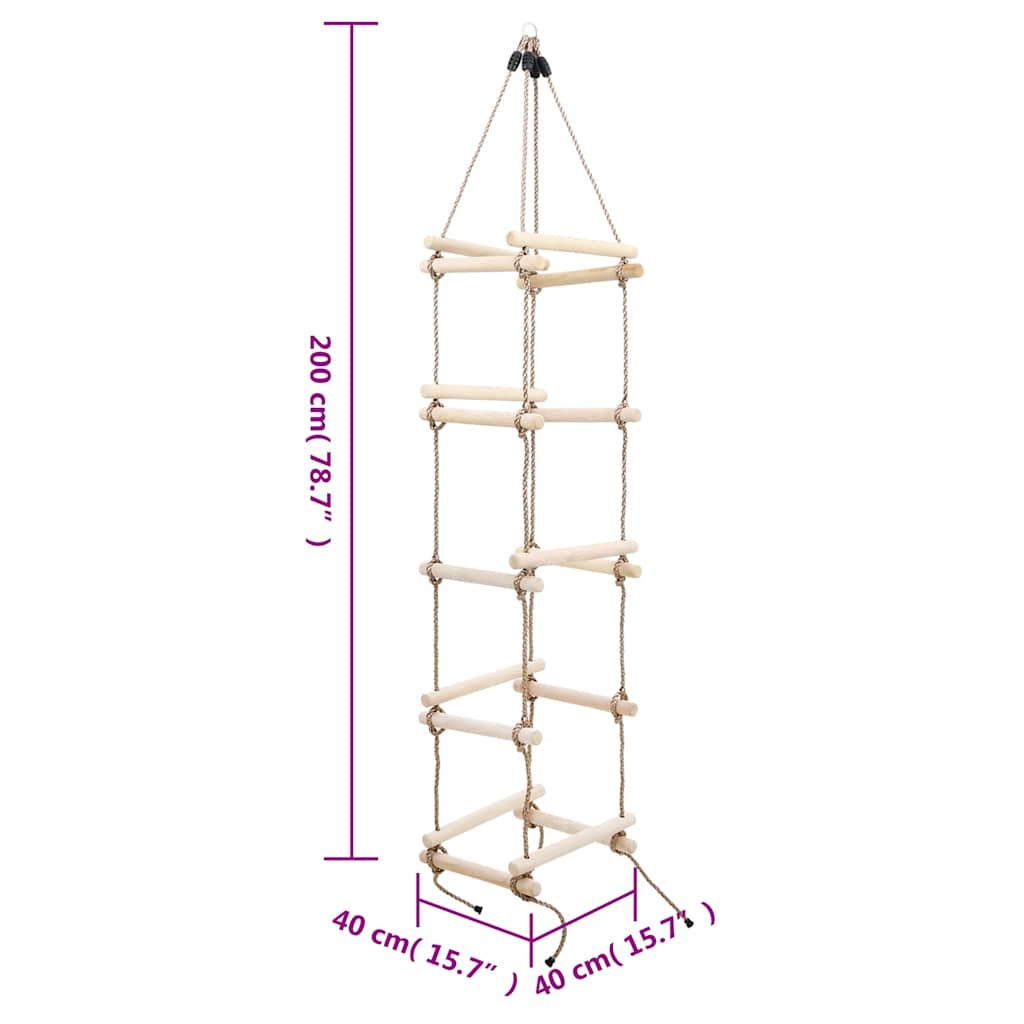 vidaXL Scară din frânghie pentru copii, 200 cm, lemn vidaXL Scară din frânghie pentru copii, 200 cm, lemn