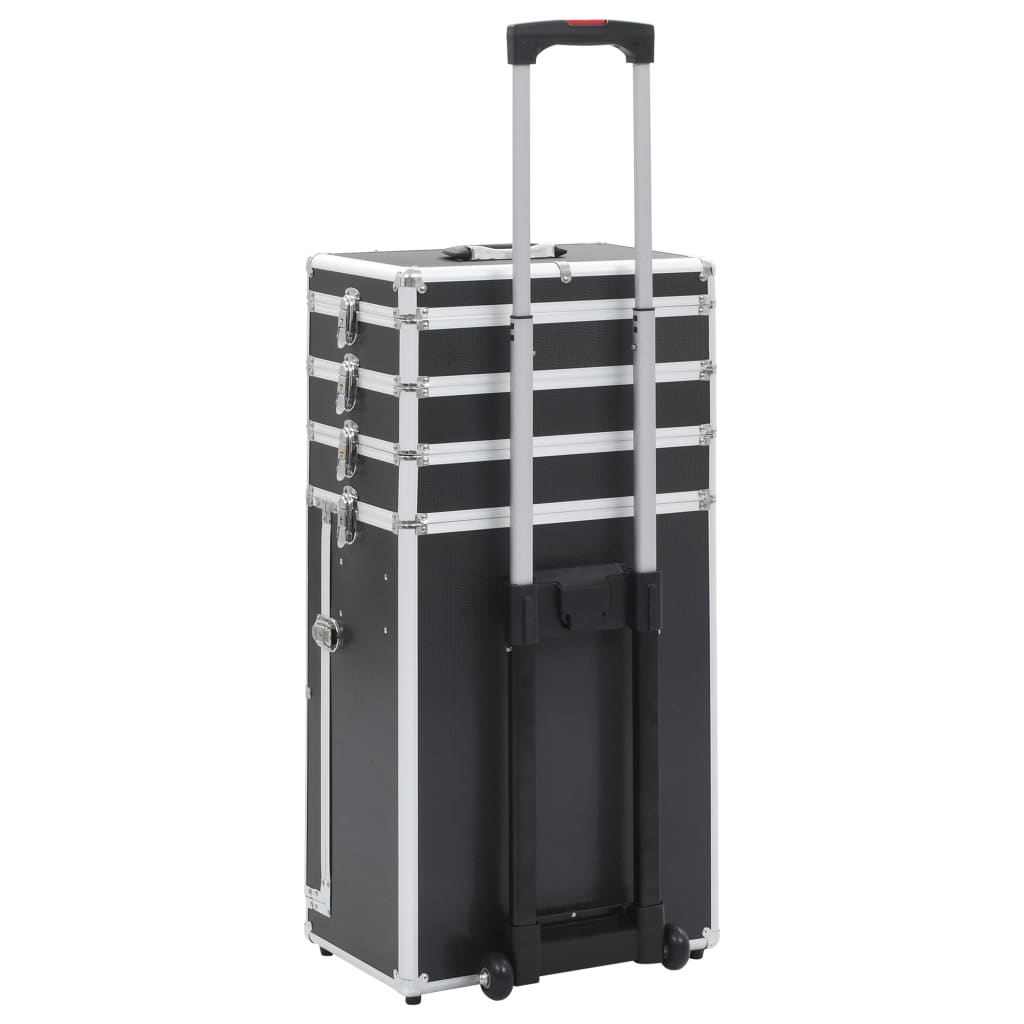 vidaXL Troler de cosmetice, negru, aluminiu